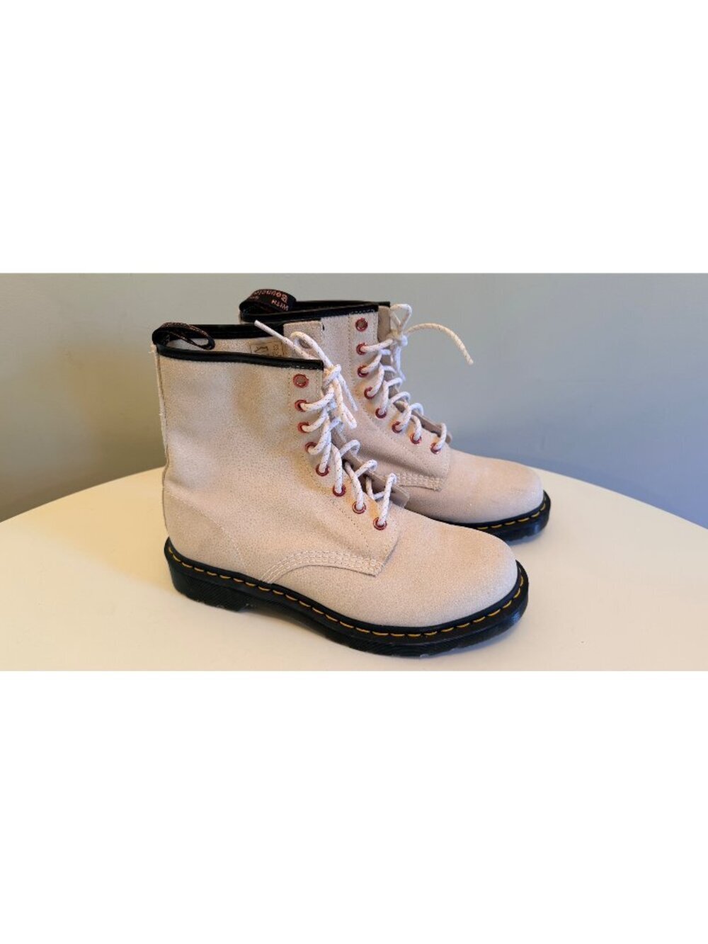 Dr. Martens Bejewelled White Glitter Lace-Up Boots 27655 Womens Size US 10
